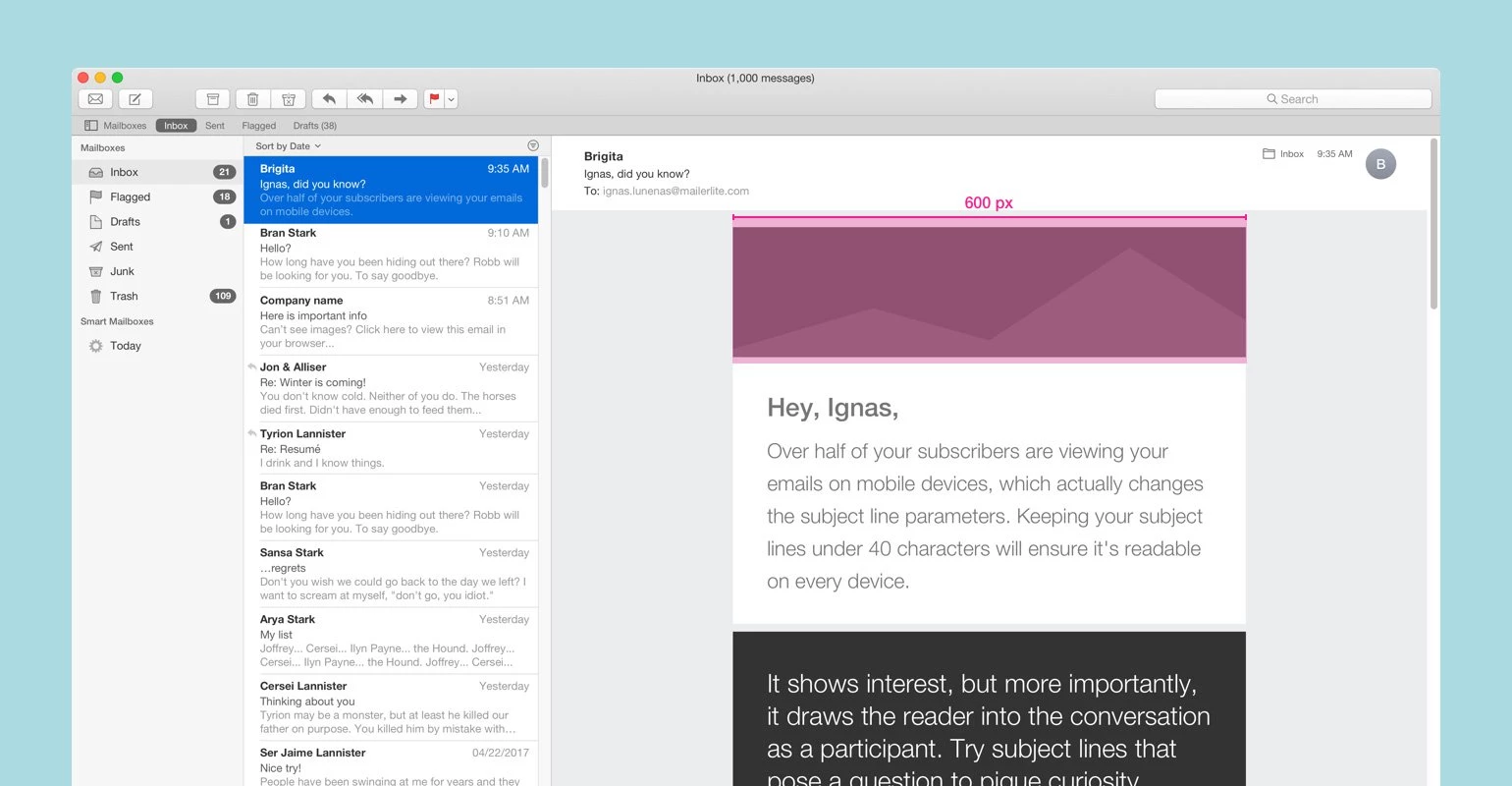 Width of email design