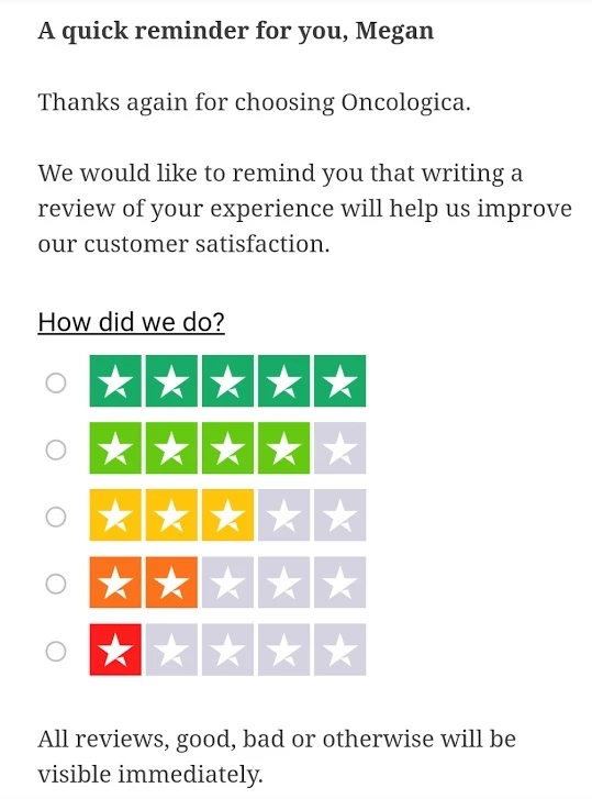 Reminder email with NPS score