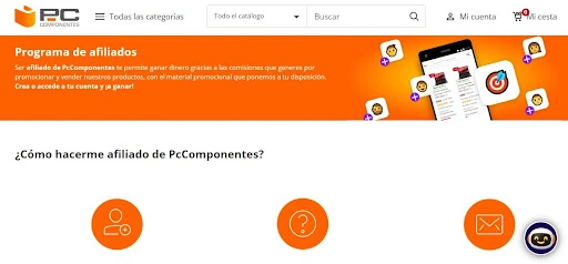 pagina de programa de afiliados de pccomponentes