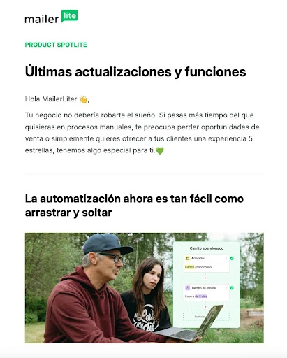 ejemplo de cuerpo de email de mailerlite