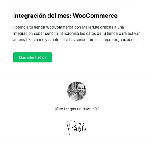 ejemplo de firma en newsletter en español de mailerlite