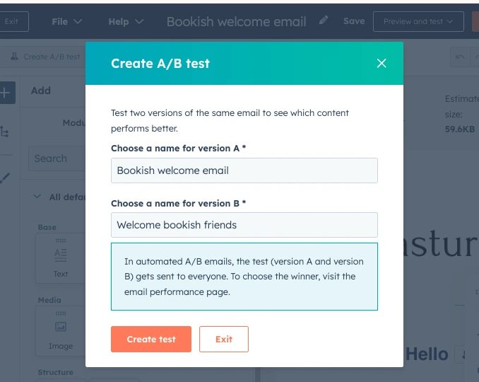 Creating A/B test