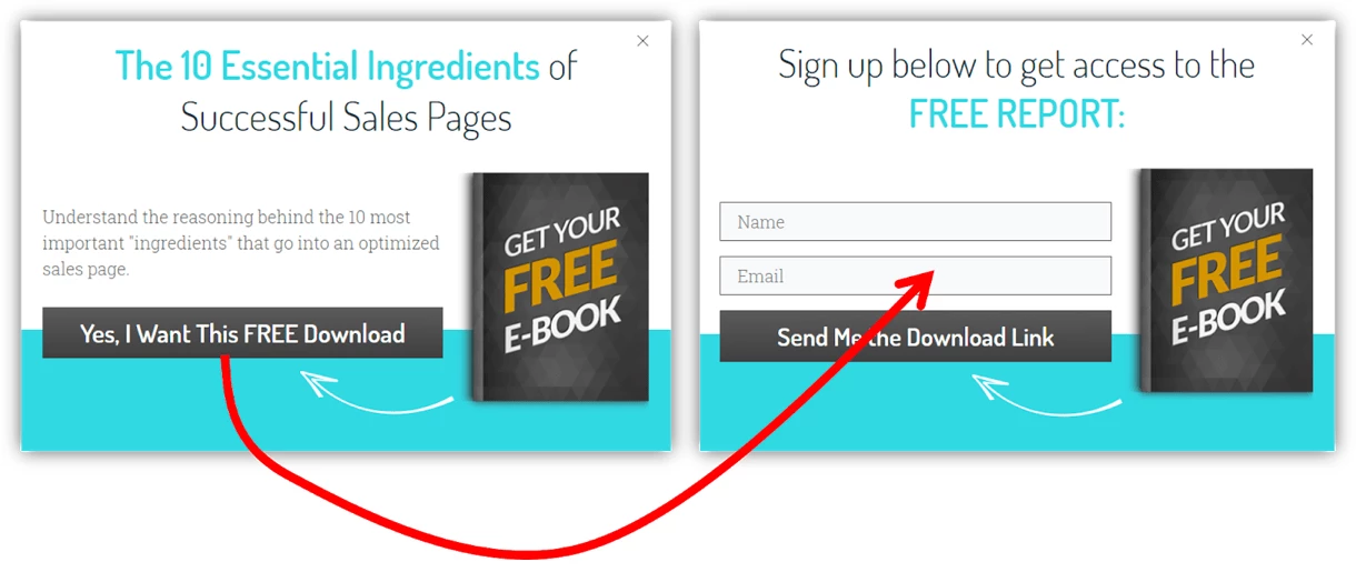 ab testing 2 different opt in forms for free ebook