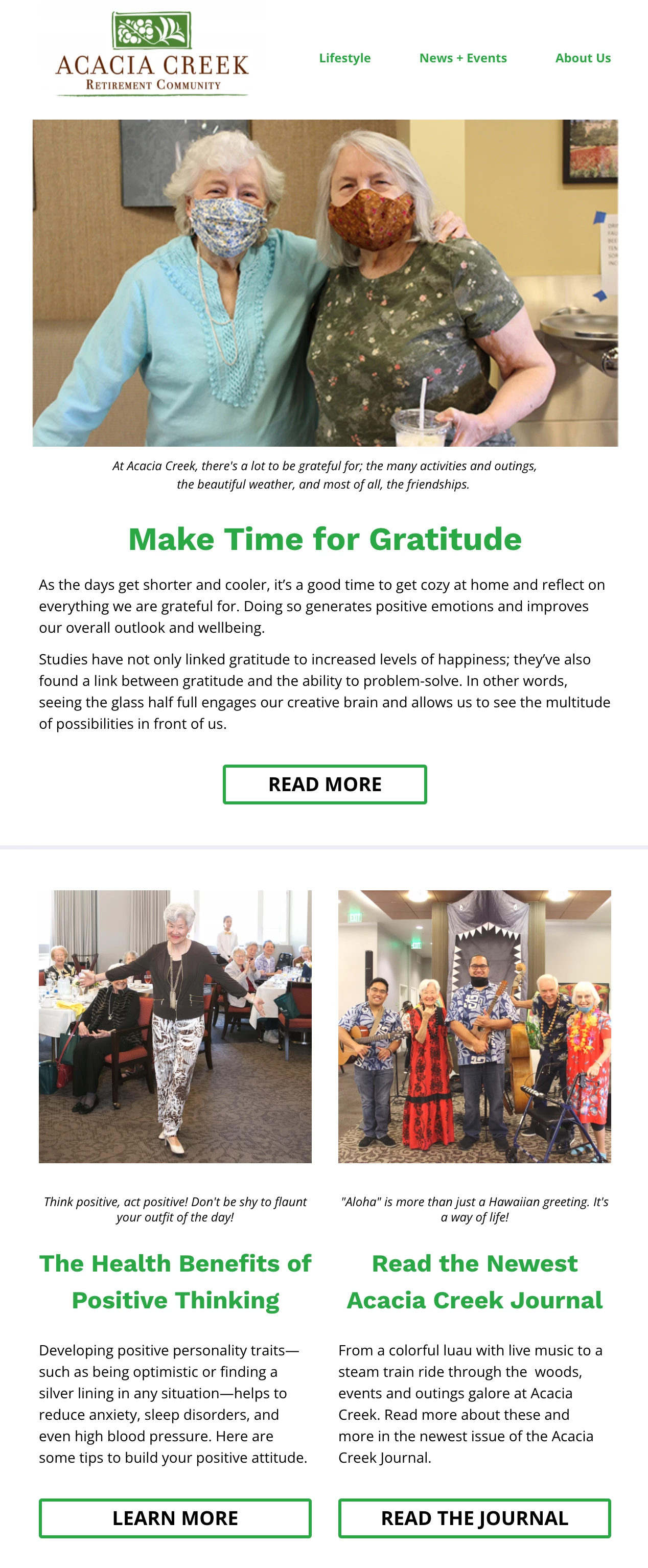 Acacia Creek Retirement Community nonprofit email example