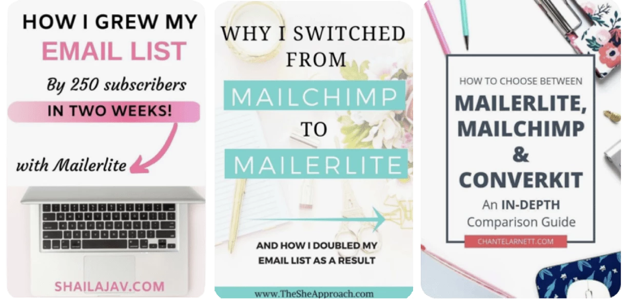 Examples of MailerLite promo copy from affiliate partners
