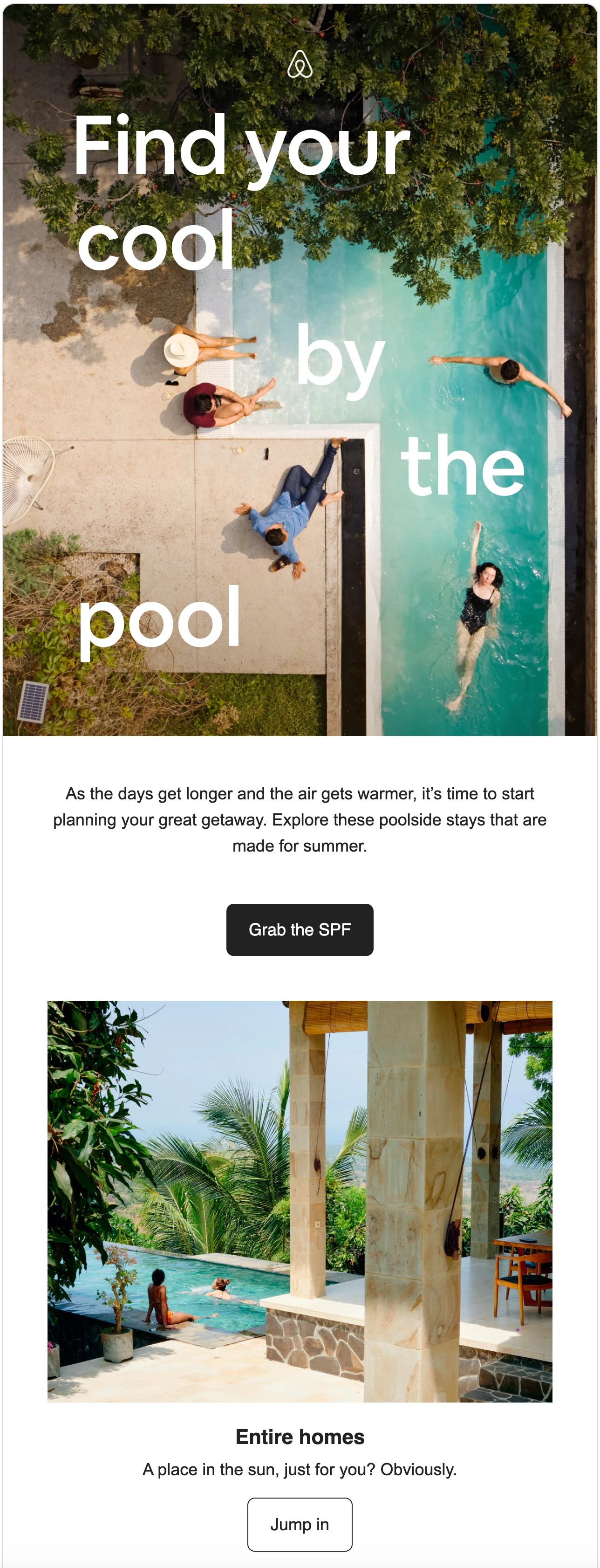 Airbnb summer newsletter example