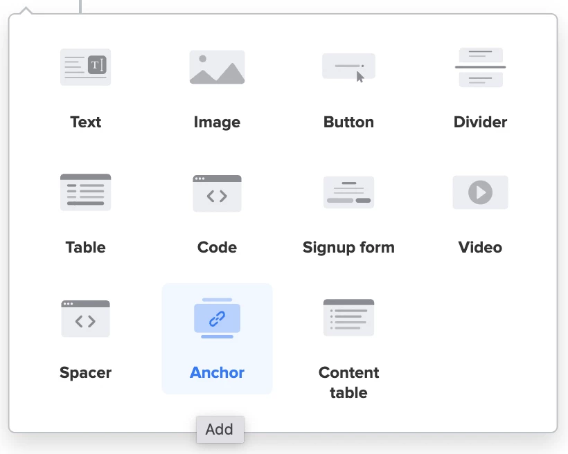 Anchor links feature in MailerLite