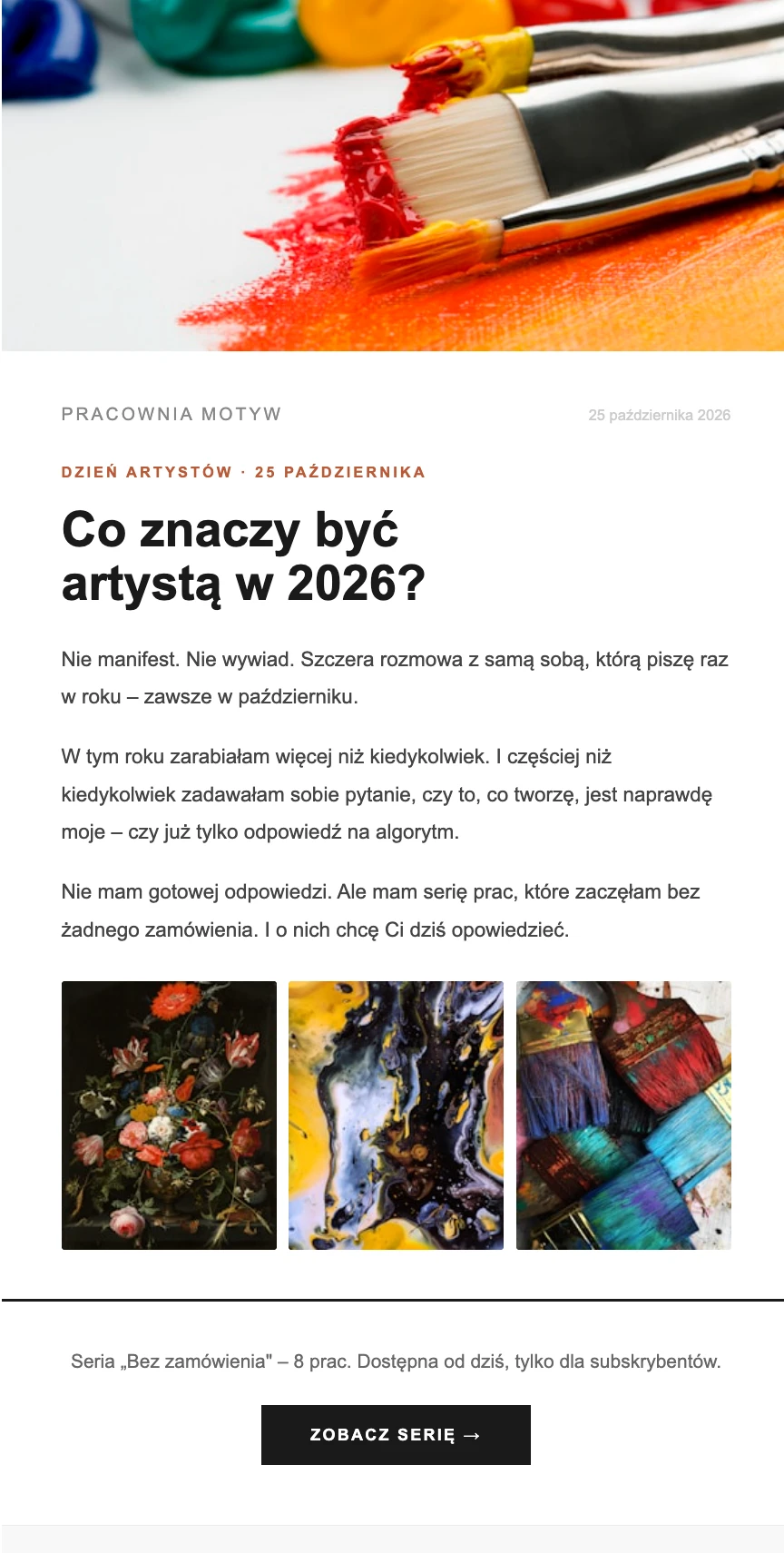 Przykład newslettera dla branży twórczej
