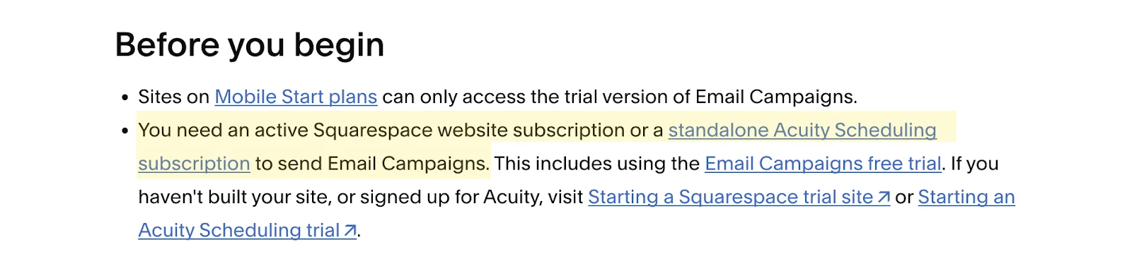 Squarespace email campaign is an extension on your existing plan