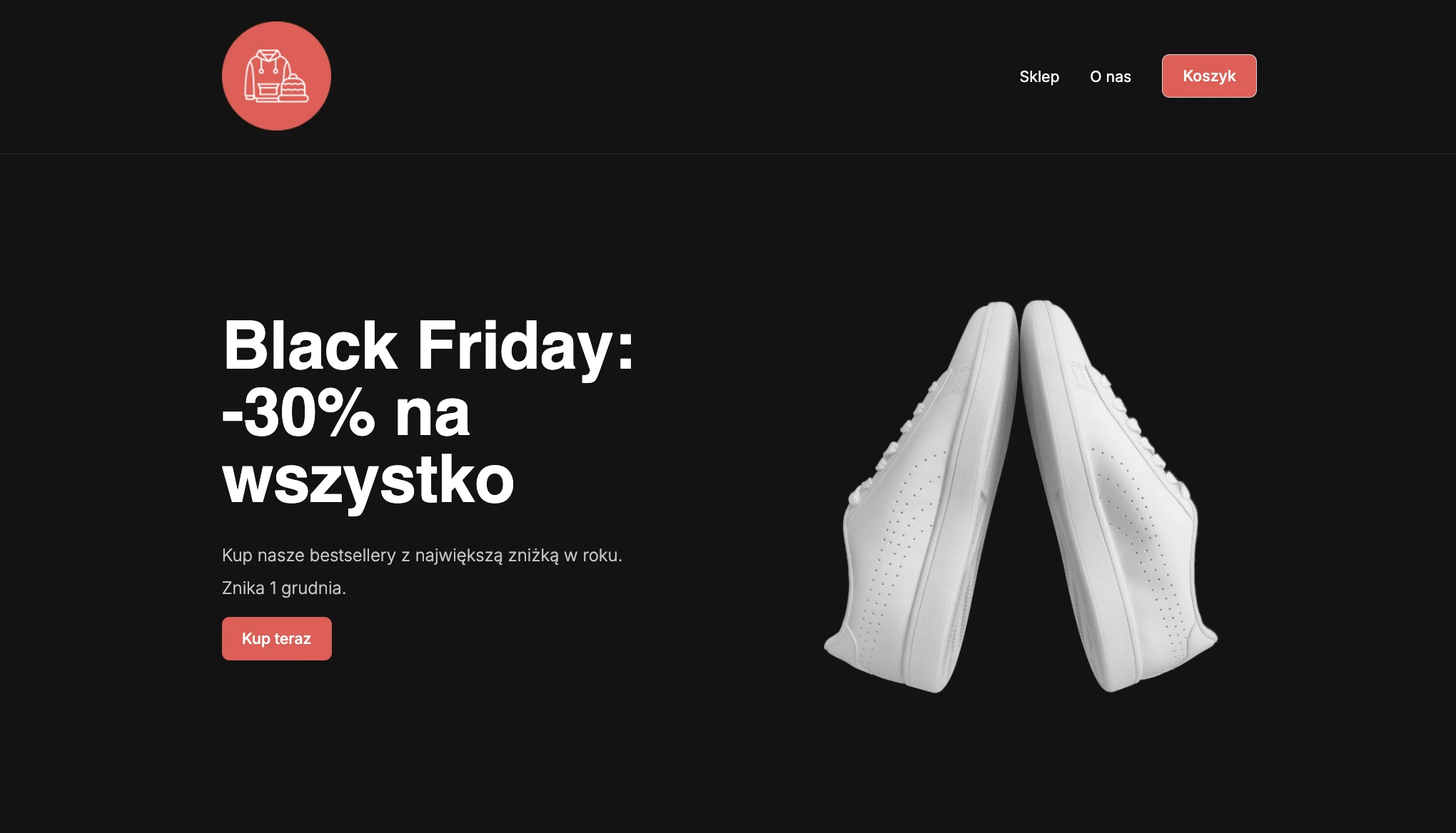 Zrzut ekranu landing page'a na Black Friday z przyciskiem CTA