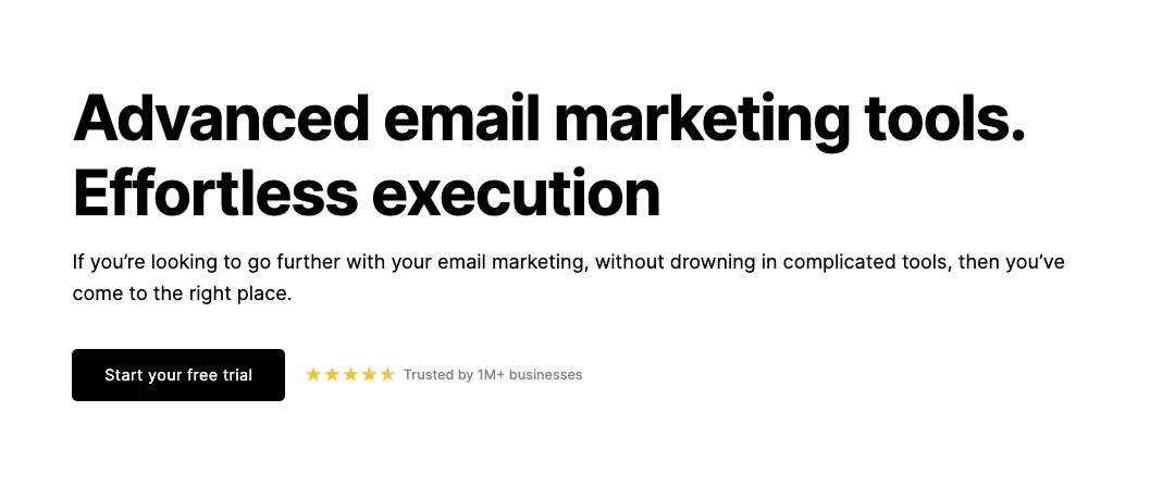 Screenshot of brand stats on the MailerLite website builder