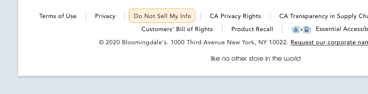 Bloomingdale's do not sell my personal information notification