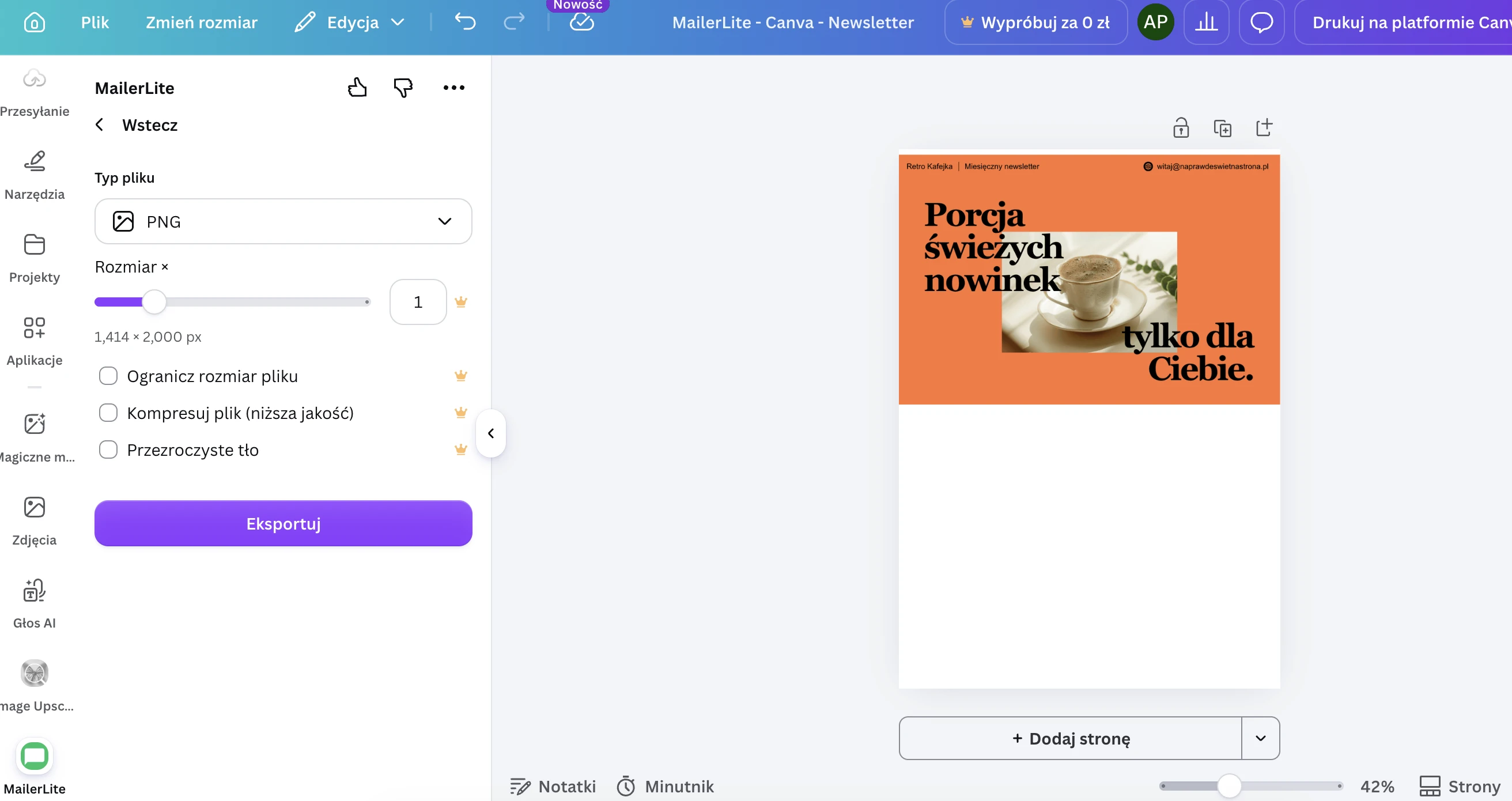 Integracja MailerLite z Canvą