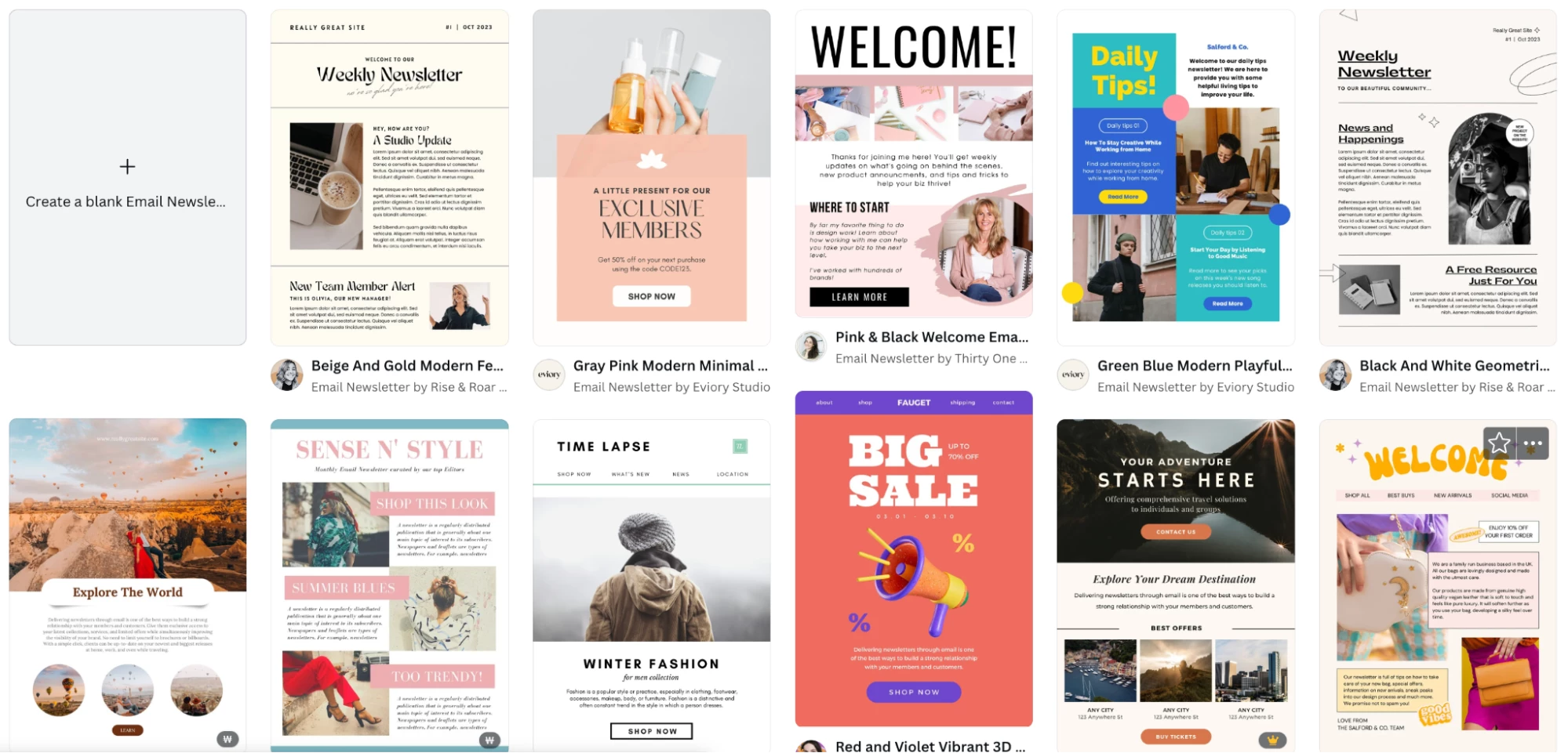 Email newsletter templates in Canva