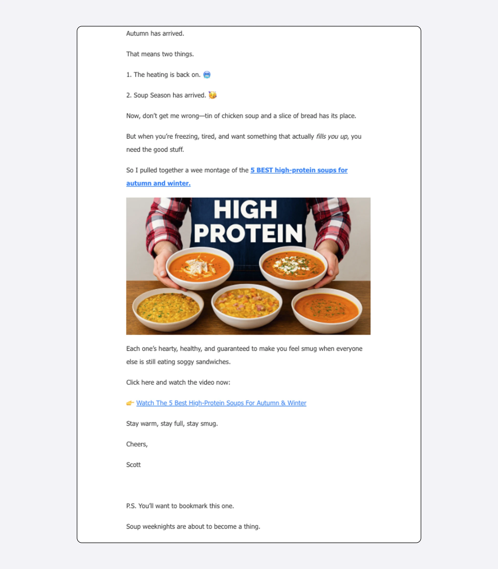 An email sent by Scott to his subscribers