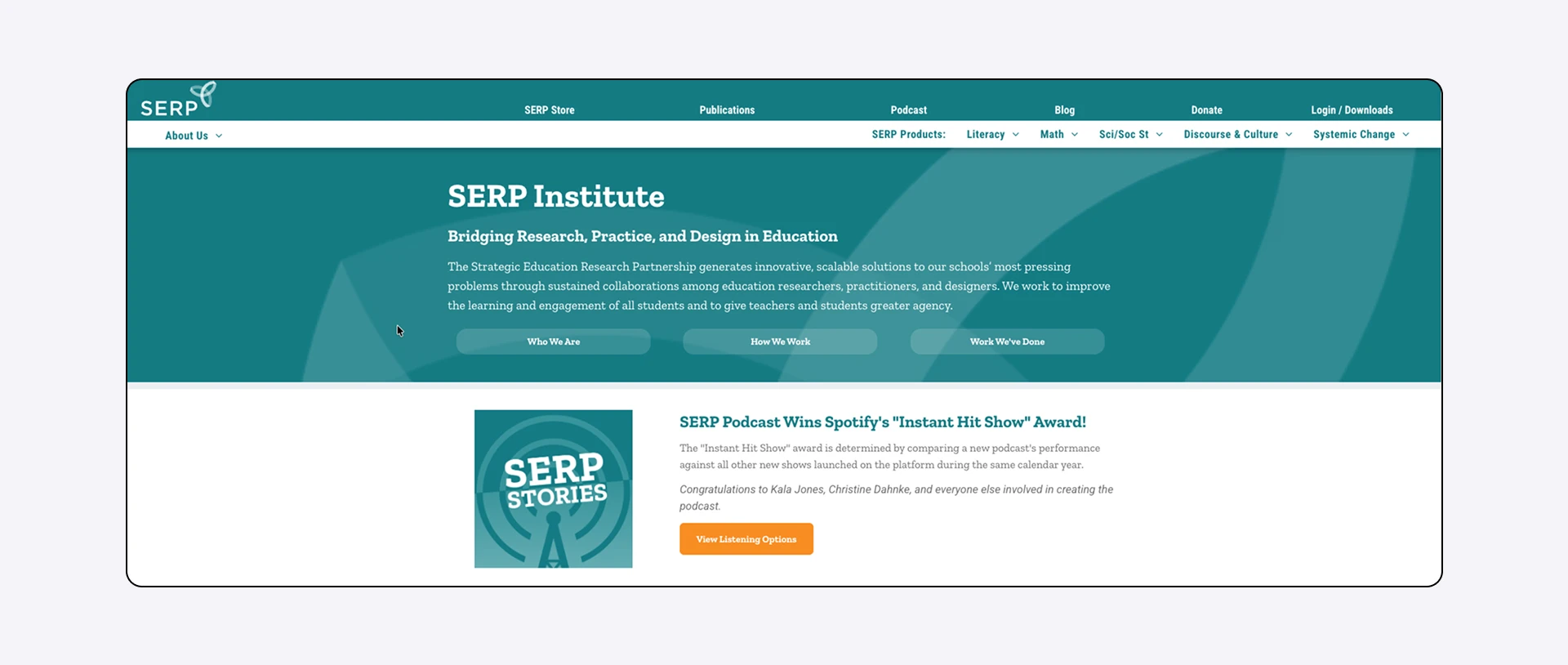 The SERP Institute homepage