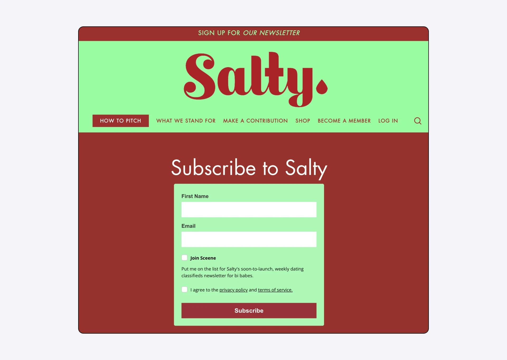 The Salty email signup form