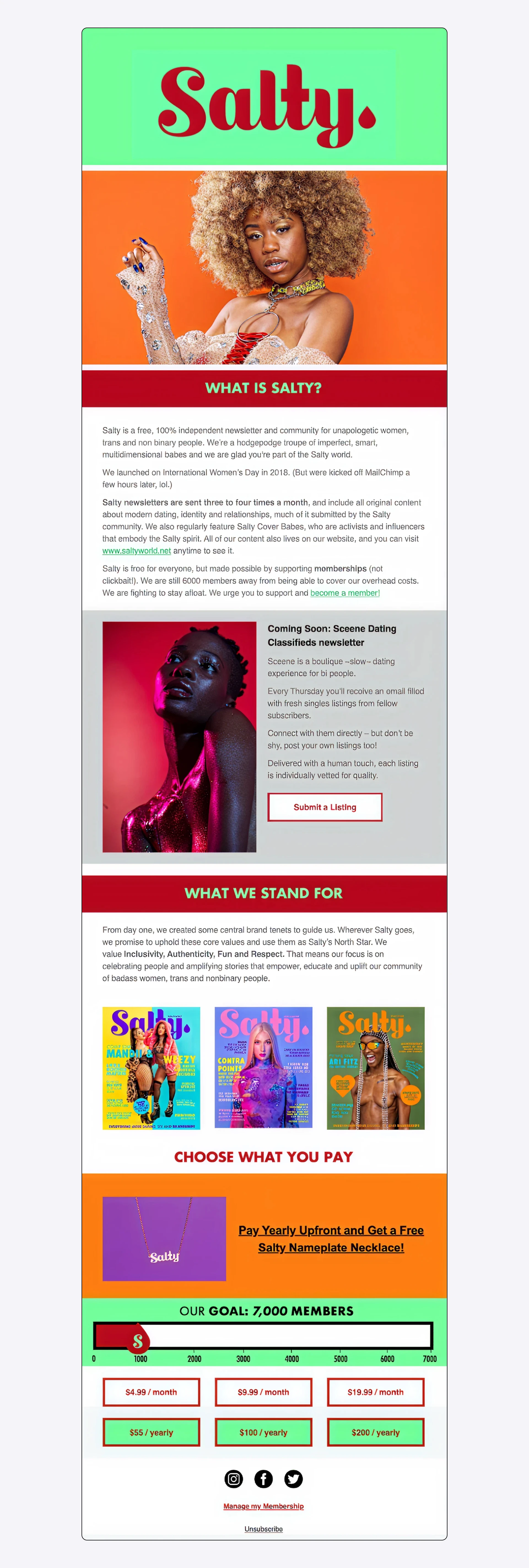 Screenshot showing Salty's welcome email
