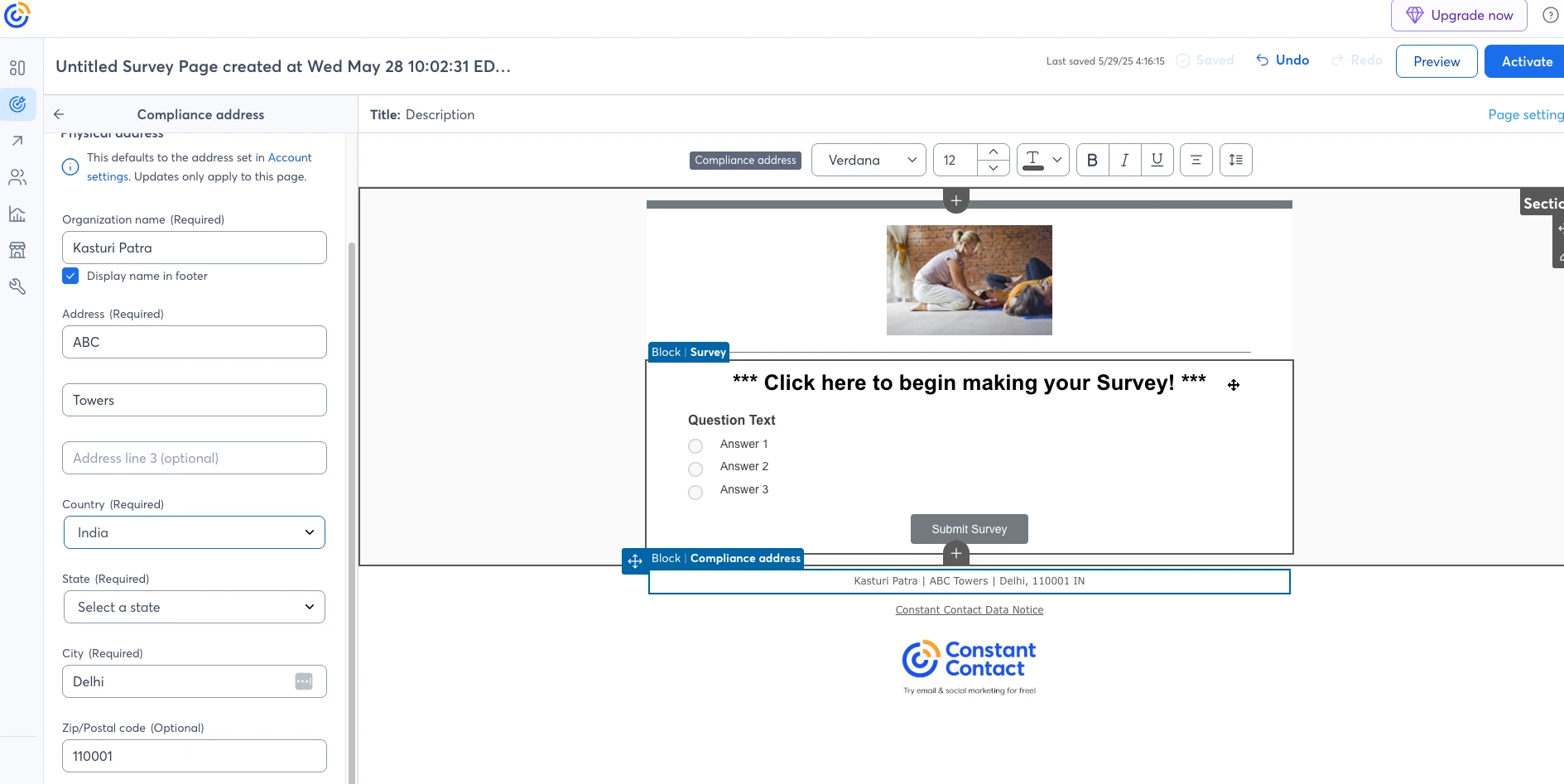 Constant Contact surveys are straightforward to create