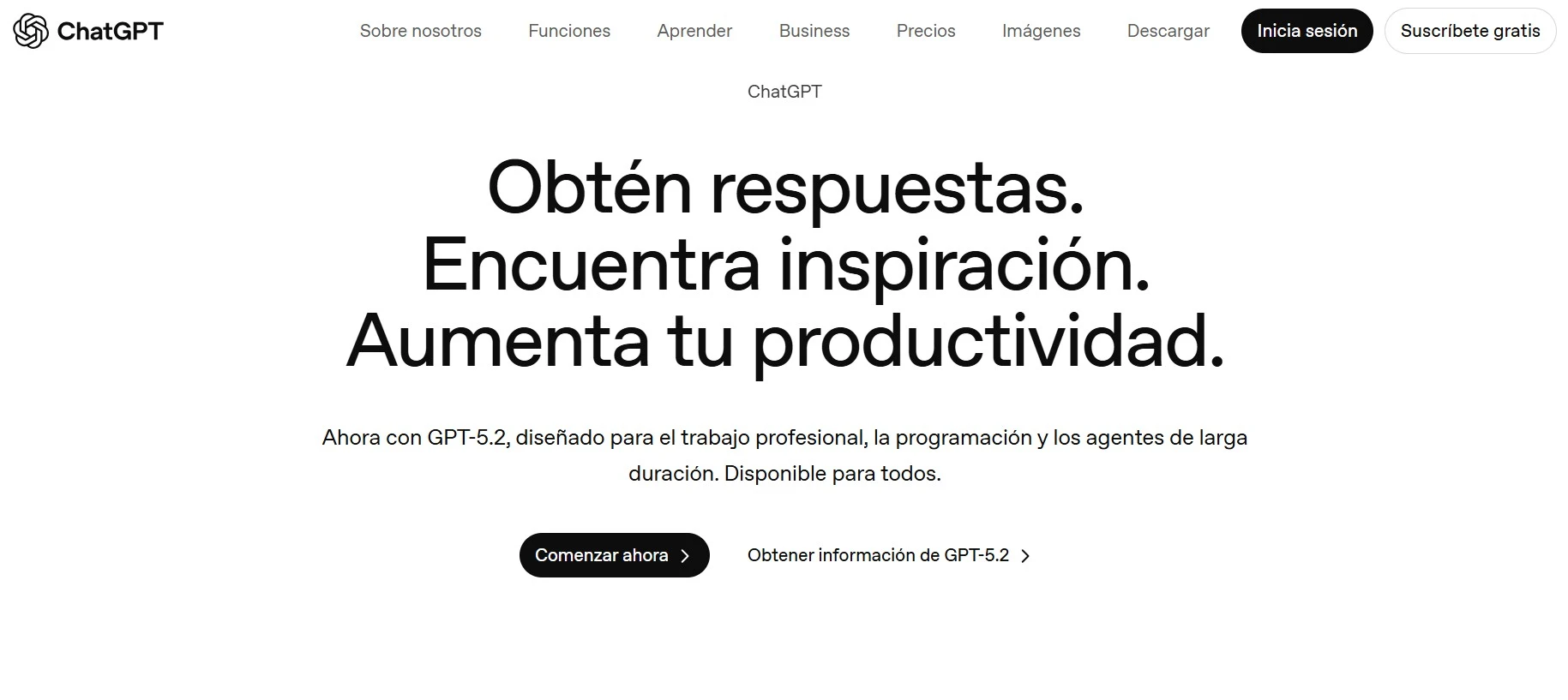 captura de pantalla de página de OpenAI