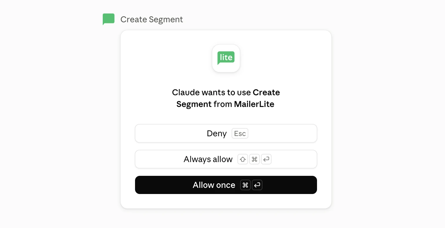 Zrzut ekranu z Claude x MailerLite 