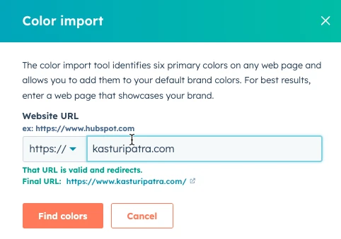 Color import from webpage