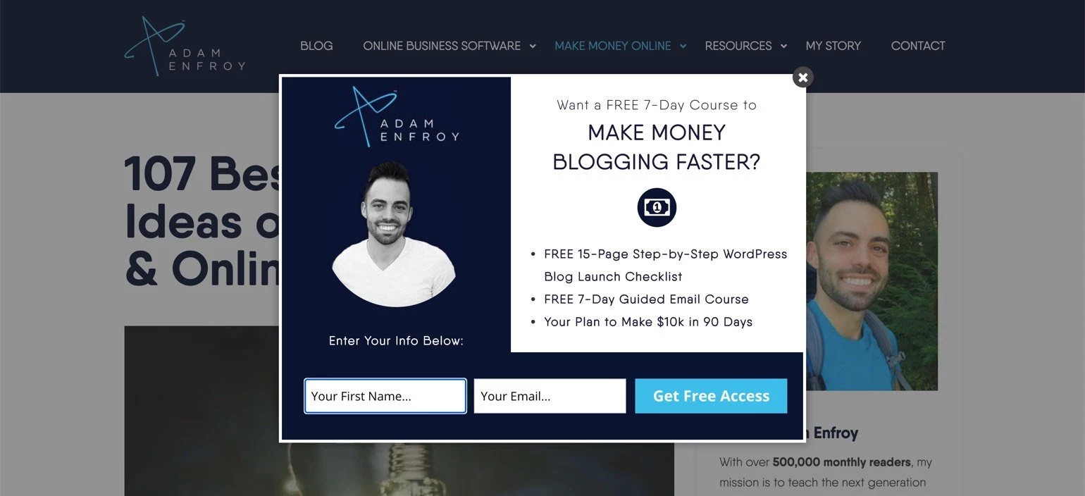 lead magnet make money blogging adam enfroy