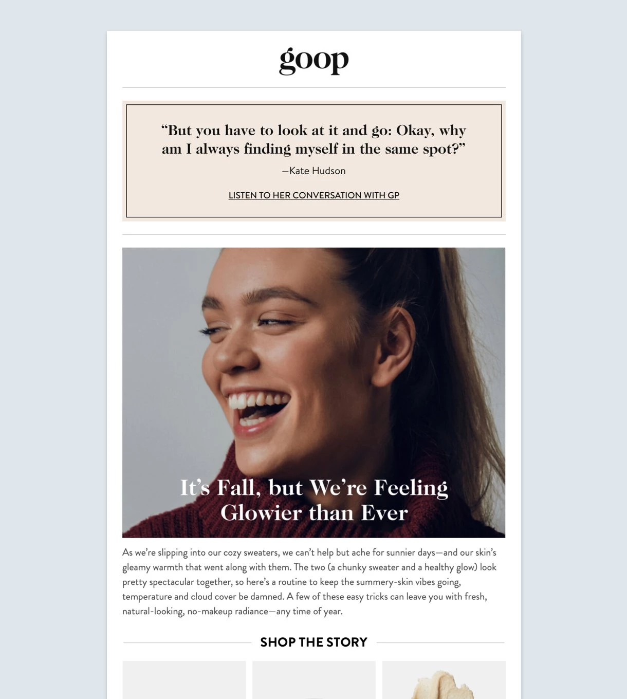 Goop newsletter example