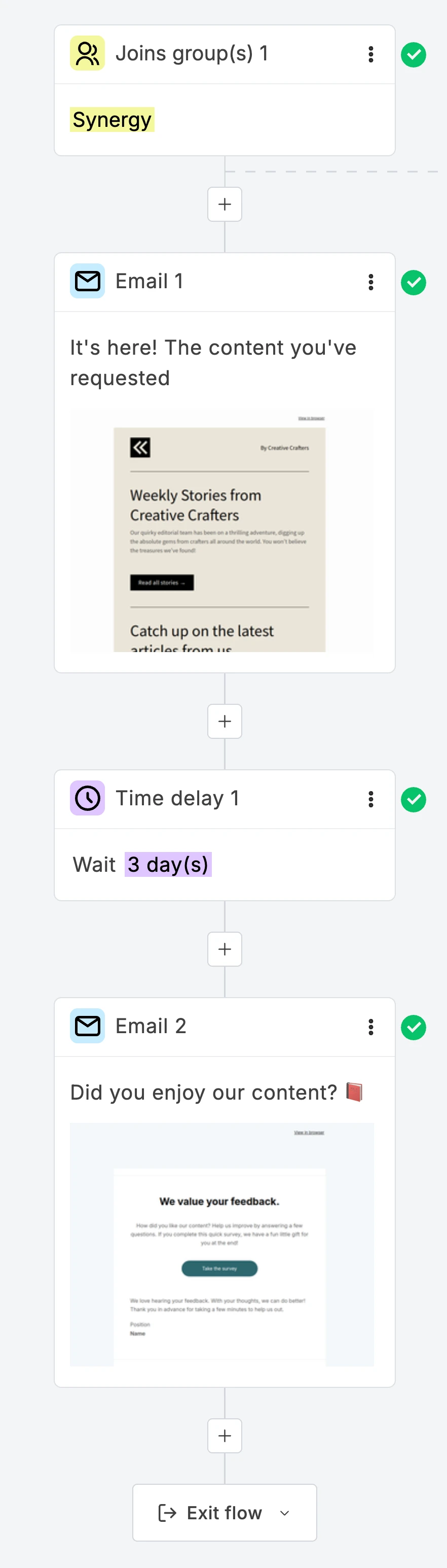 MailerLite automation email sequence example workflow