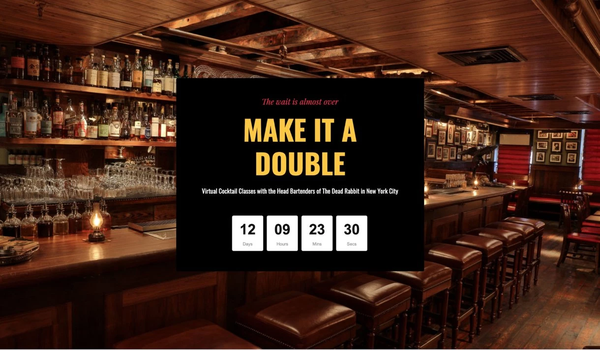 high converting Landing page example countdown timer black bar background for the Dead Rabbit bar