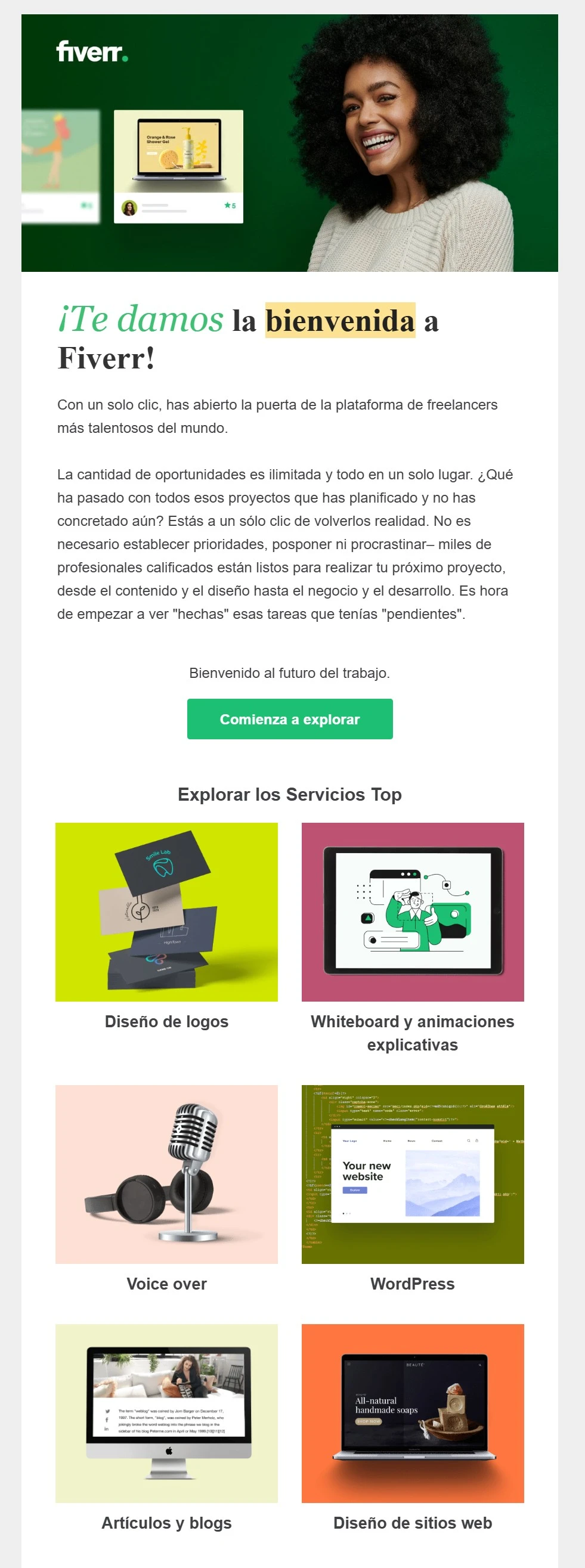 ejemplo de email de bienvenida