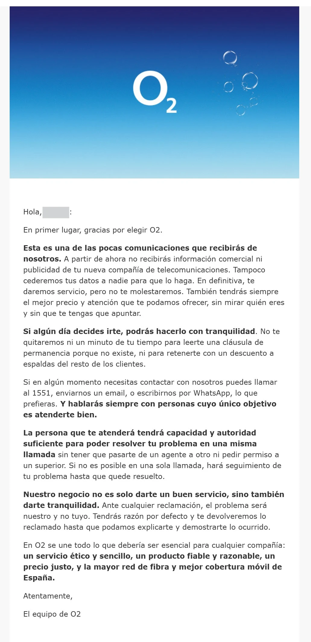 ejemplo de email de bienvenida