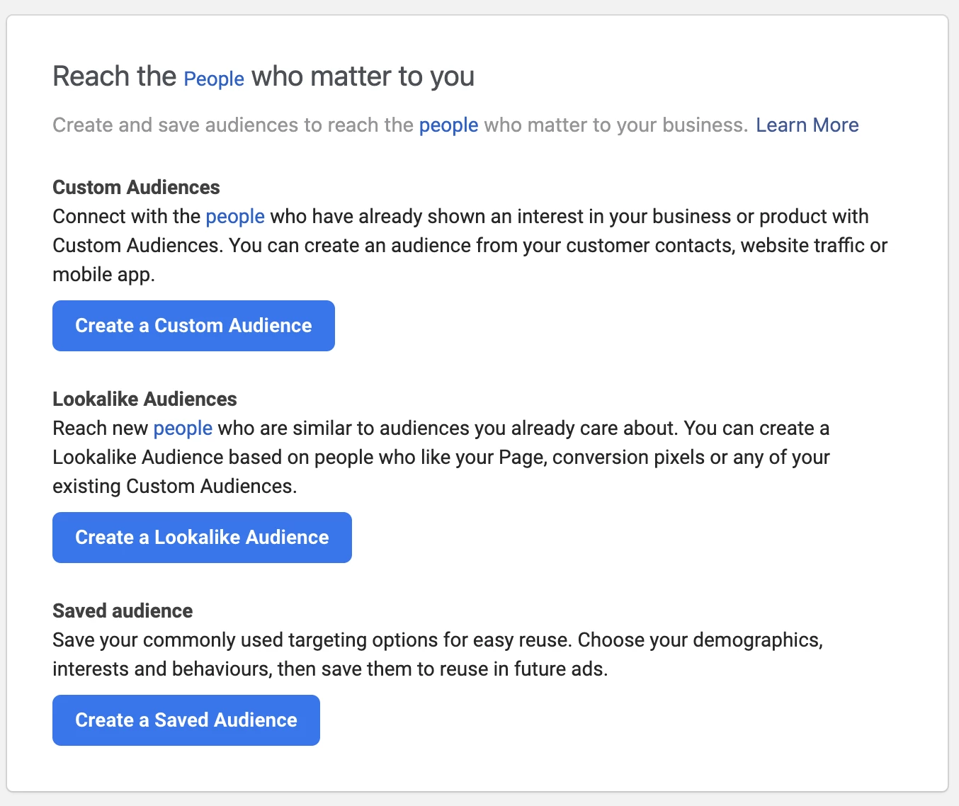 Create custom audience on Facebook