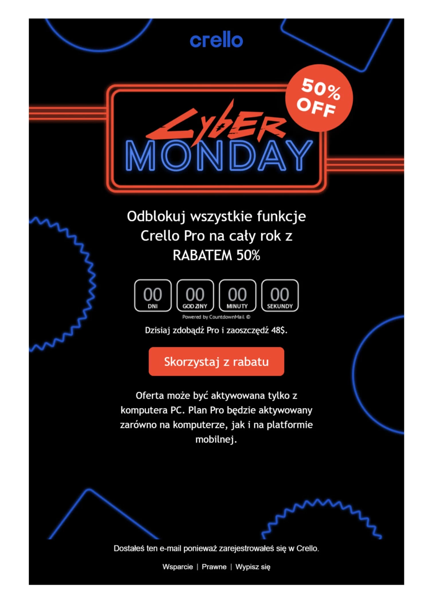 Crello Cyber Monday e-mail