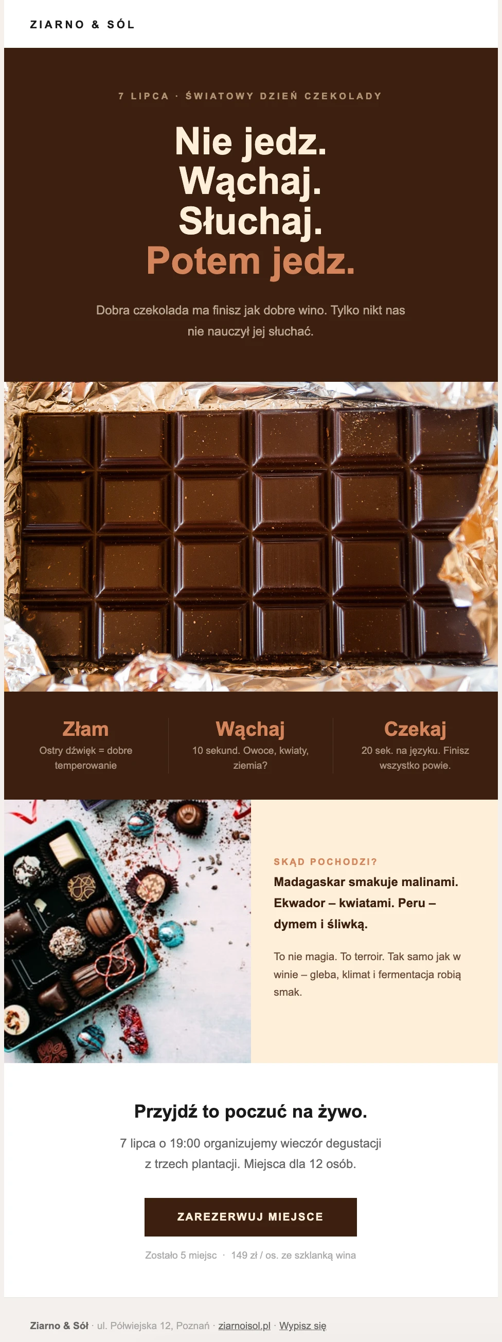 Newsletter z okazji Dnia Czekolady