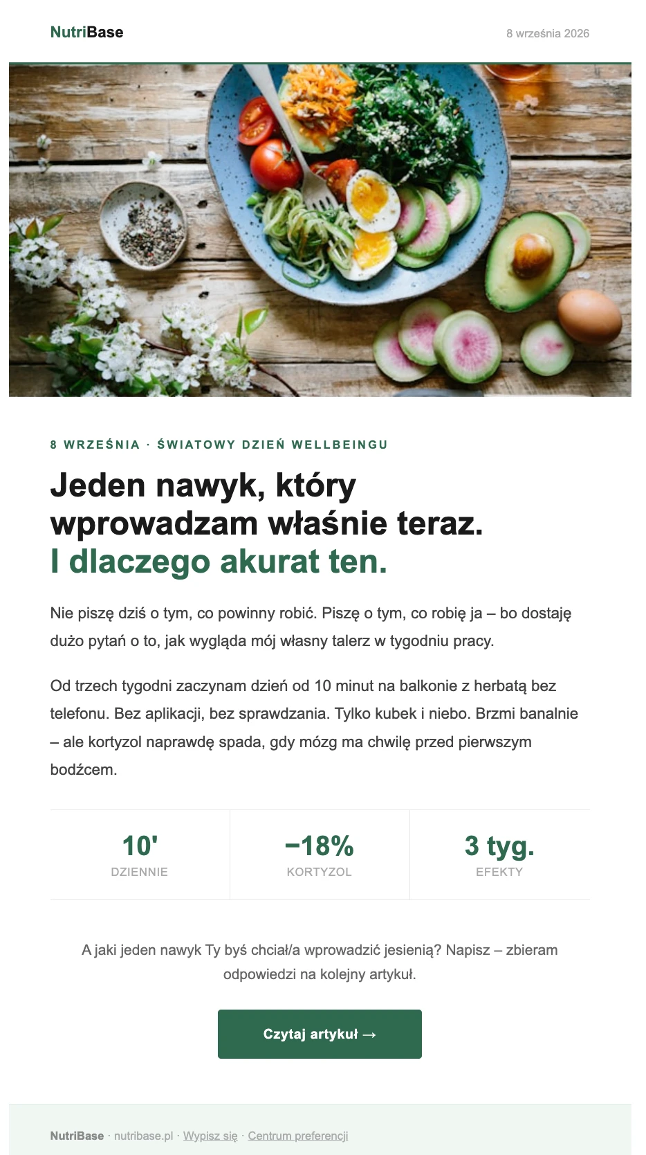 Newsletter firmy dietetycznej