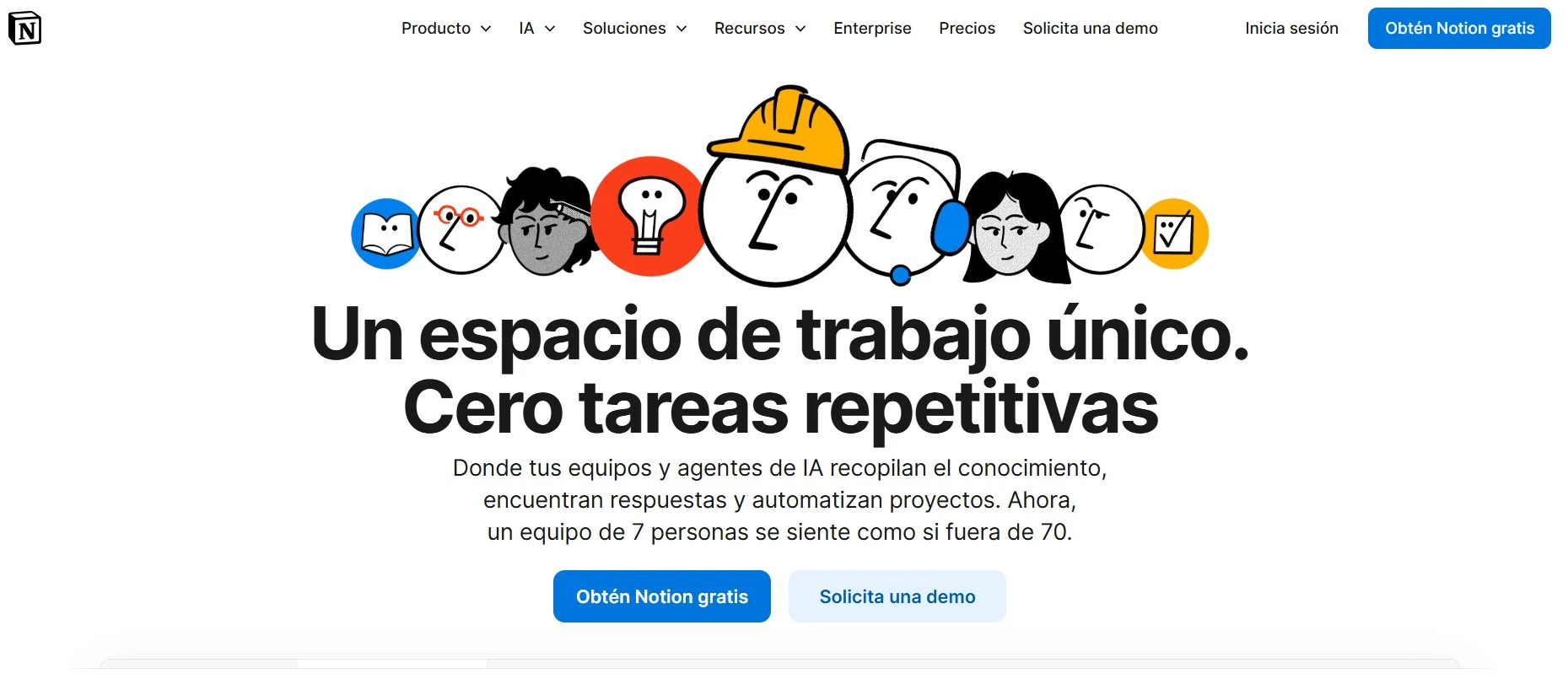 vista de pagina de notion