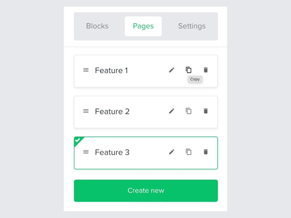 MailerLite copy page options