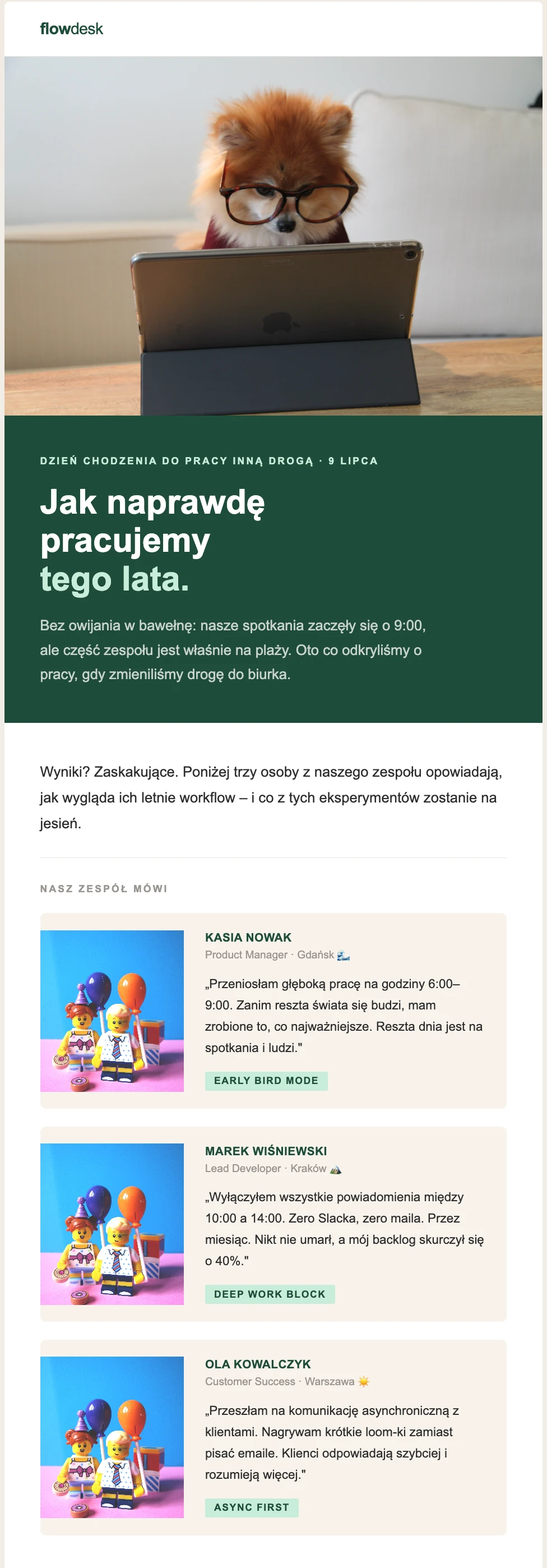 Przykład newslettera dla branży tech