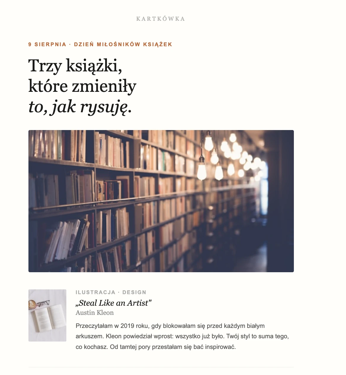 Przykład newslettera na Dzień Książki