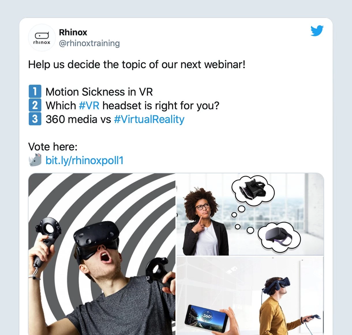 Vote for next Twitter webinar promotion example by Rhinox training