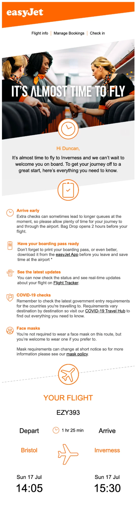 EasyJet dynamic content example