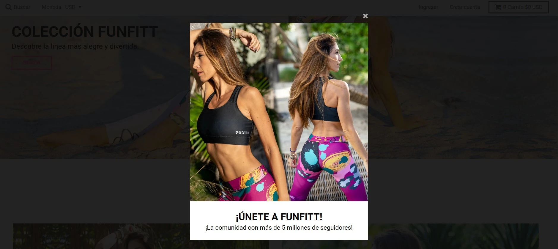 ejemplo de popup para animar a unirse a tu comunidad