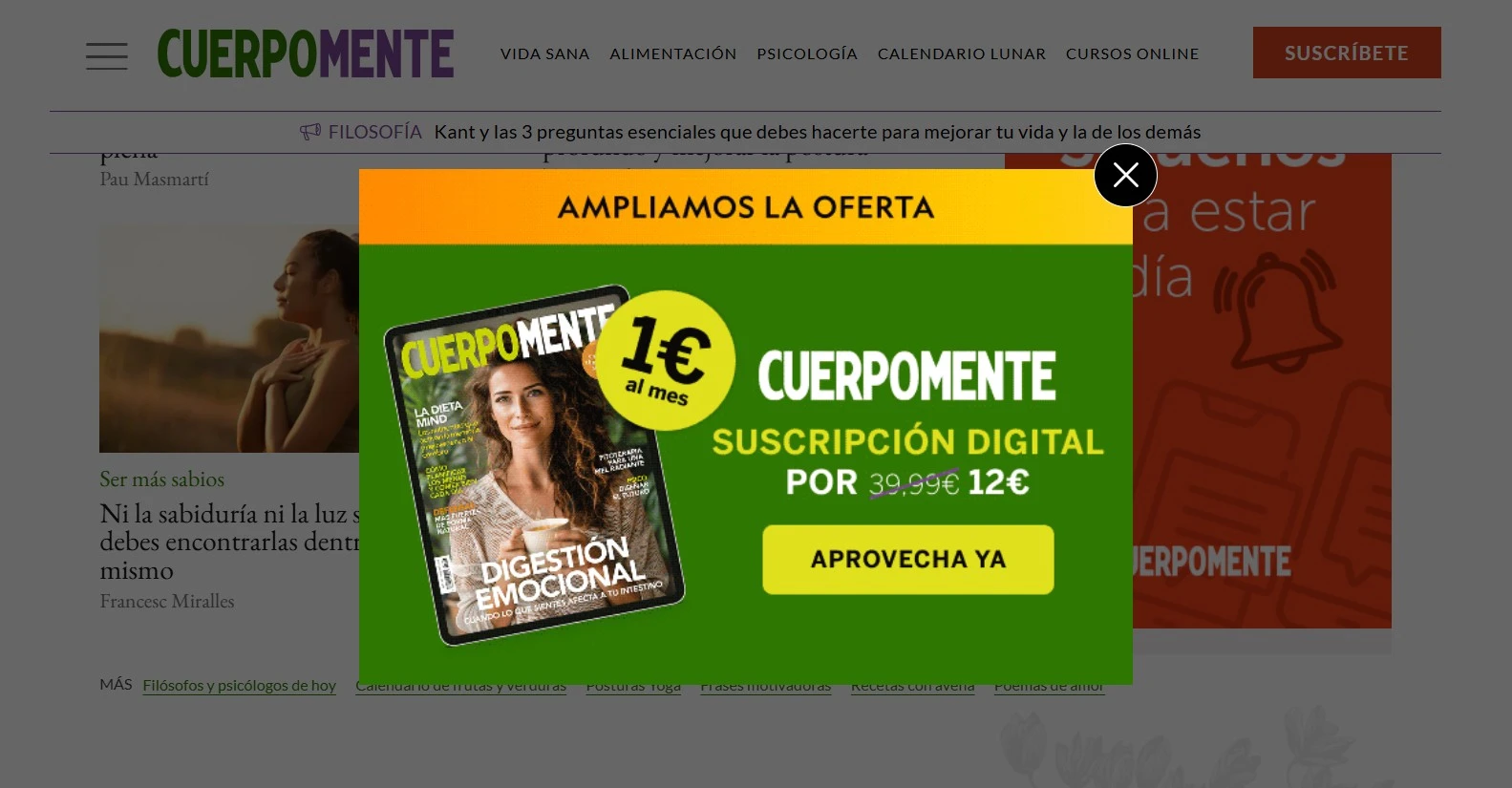 ejemplo de popup con beneficio