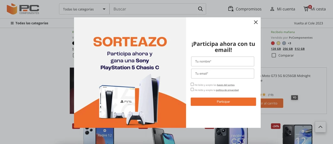 ejemplo de popup con sorteo