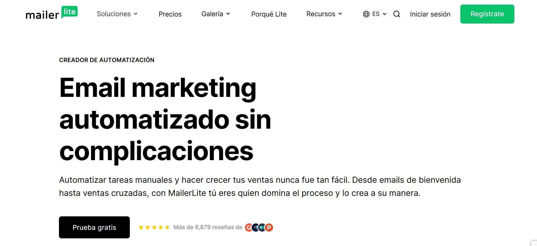 captura de pantalla de email marketing automatización de mailerlite