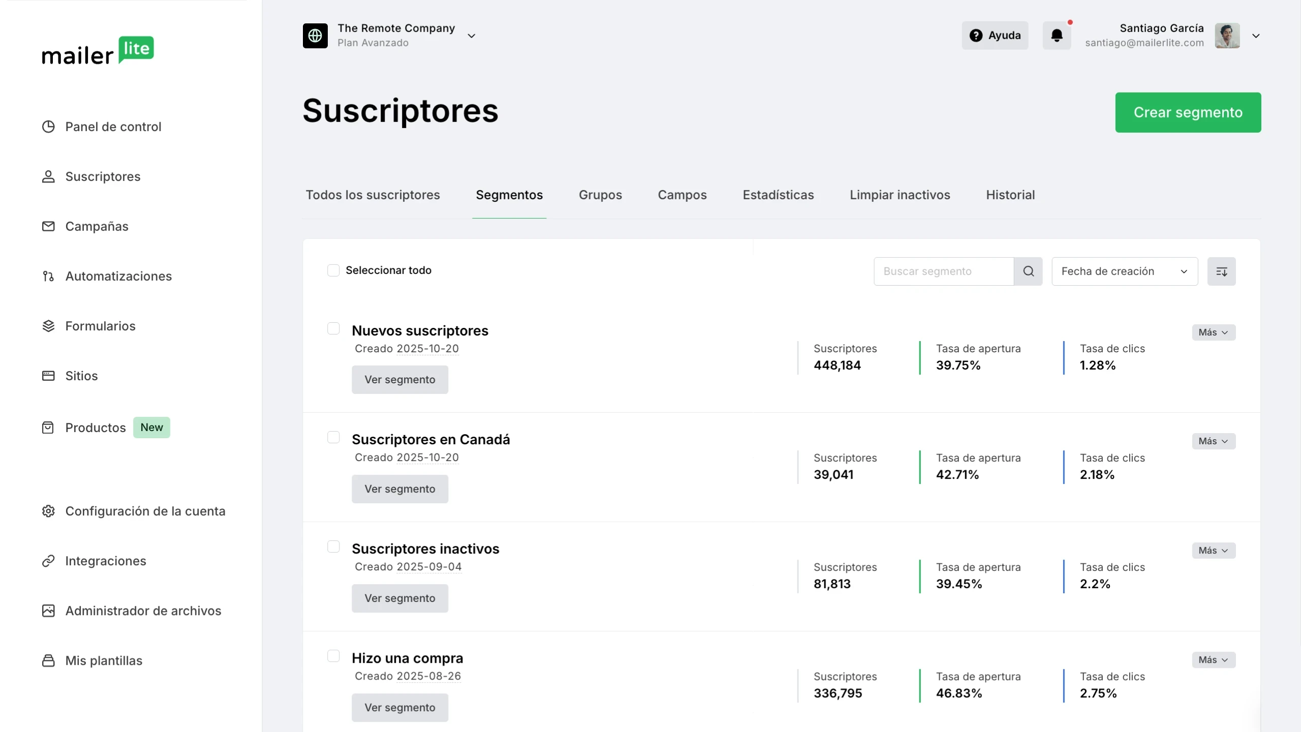 foto de sección Suscriptores de app de Mailerlite