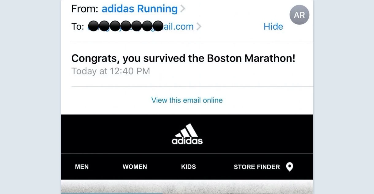 email marketing mistakes - adidas subject line mistake example