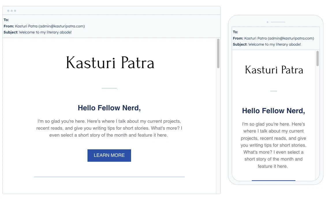 Email preview on desktop and mobile