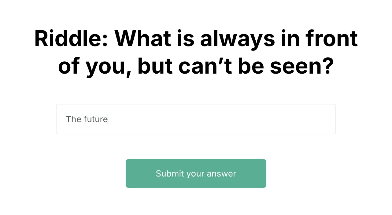 The MailerLite survey block used to collect riddle answers. 